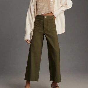 Anthropologie linen cropped wide-leg pant